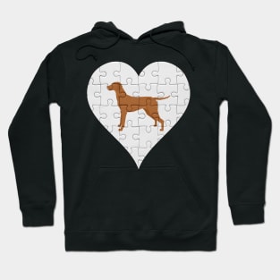 Vizsla Heart Jigsaw Pieces Design - Gift for Vizsla Lovers Hoodie